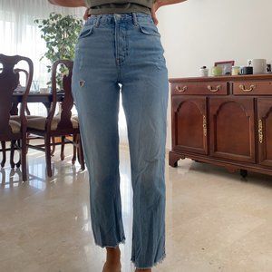 Zara Buttoned High Waisted Straight Jeans